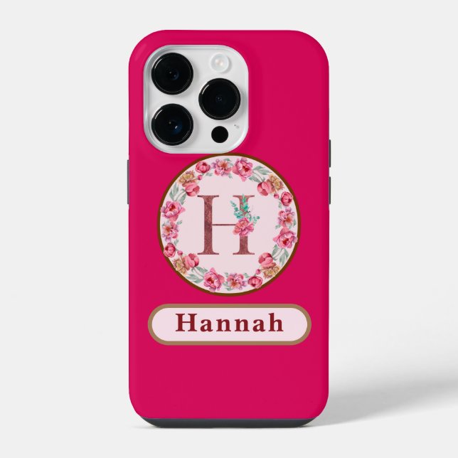 Pretty Monogram H Floral iPhone Case (Back)