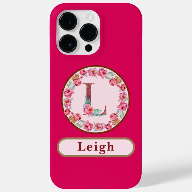 Pretty Monogram L Floral Case-Mate iPhone Case (Back)
