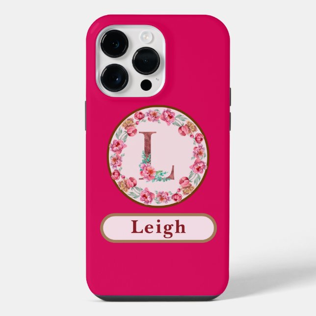 Pretty Monogram L Floral iPhone Case (Back)