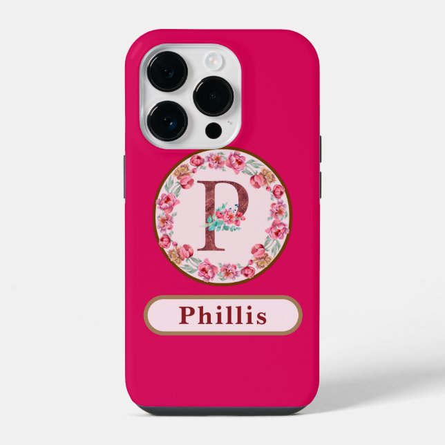 Pretty Monogram P Floral  iPhone Case (Back)