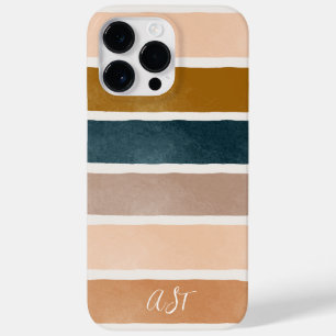 Pretty monogram painted earthy stripes initials Case-Mate iPhone 14 pro max case
