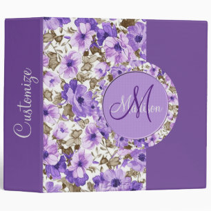 Pretty Monogram Purple & White Floral Binder 5