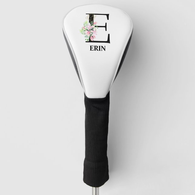 Pretty Monogrammed E Initial Golf Head Cover (Front)