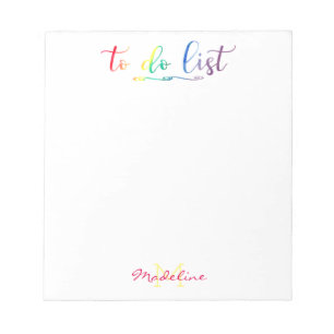 Pretty Monogrammed To Do List Modern Rainbow Notepad