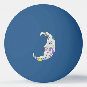 Pretty Moon Face Abstract Shapes Multiple Colours Ping Pong Ball