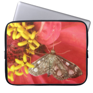 Pretty Moth on Red Flower Laptop Bag