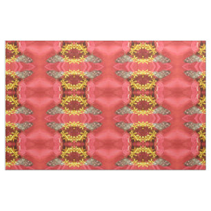 Pretty Moth on Red Flower Patterned Animal Fabric