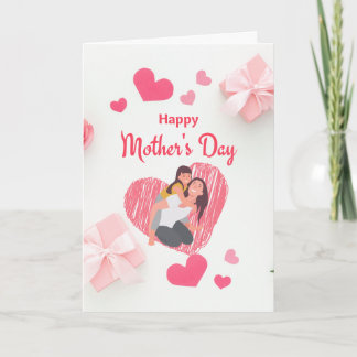 Pretty mother's Day card with hearts