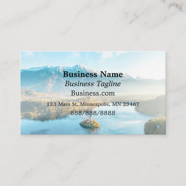 Pretty Mountains and Lighthouse Simple Business Business Card (Front)