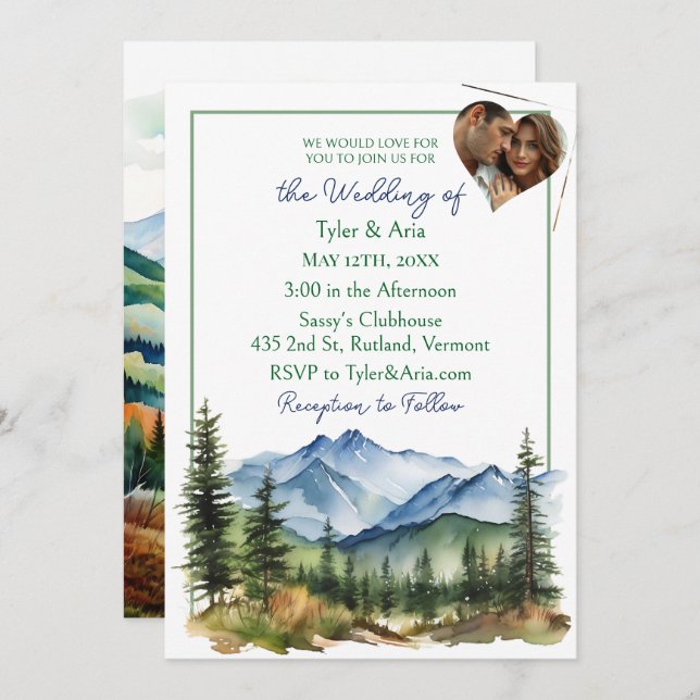 Pretty Mountains and Photo Template Wedding (Front/Back)
