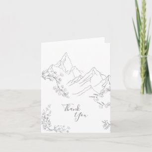 Pretty Mountains, Flowers and Branches Thank You Card