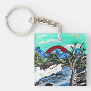 Pretty Mountains River  Keychain