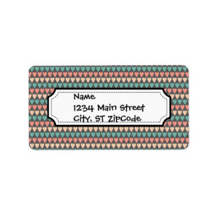Pretty Multi Coloured Heart Striped Pattern Label