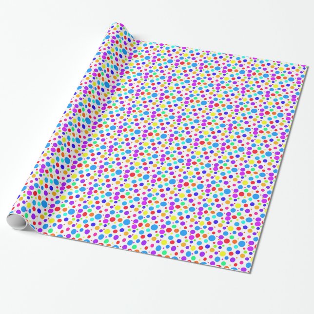 Pretty Multi Coloured Spots Wrapping Paper (Unrolled)