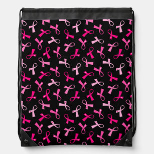 Pretty Multi Pink Breast Cancer Ribbon Pattern Drawstring Bag