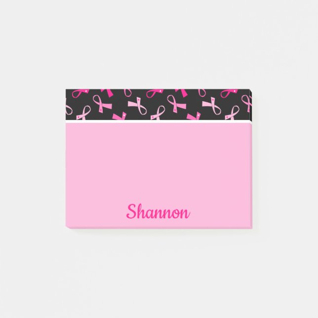 Pretty Multi Pink Breast Cancer Ribbon Pattern Post-it Notes (Front)