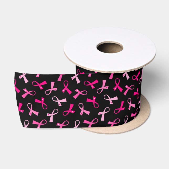Pretty Multi Pink Breast Cancer Ribbon Pattern Satin Ribbon (Spool)