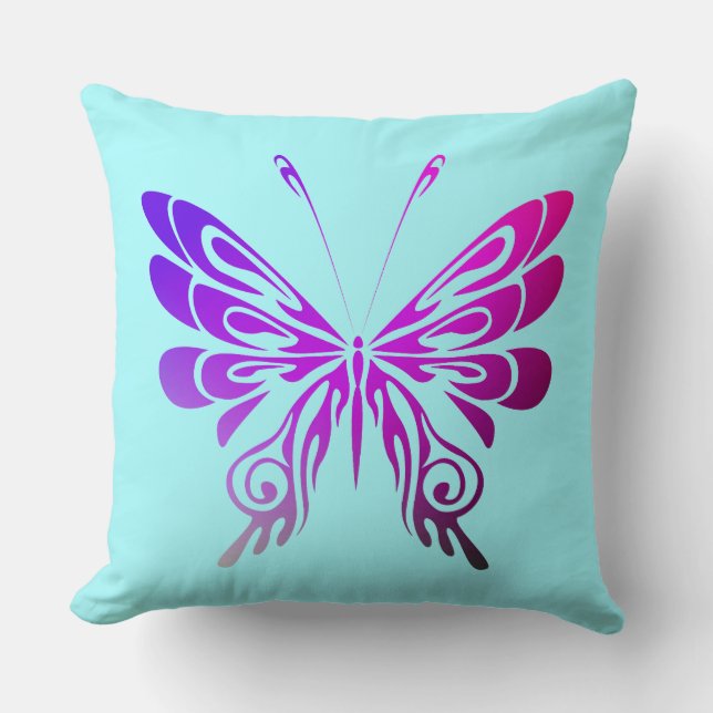 Pretty Multicolored Decorative Butterfly Throw Pillow (Front)