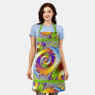 Pretty Multicolour Fractal spiral design Apron