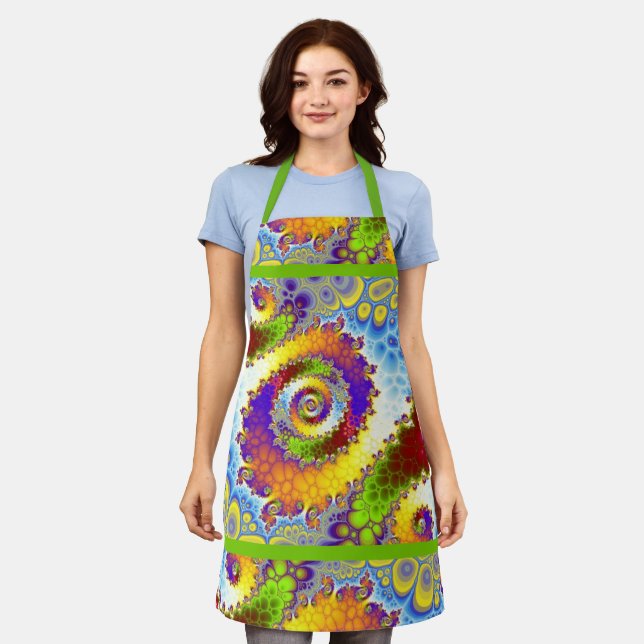 Pretty Multicolour Fractal spiral design Apron (Worn)