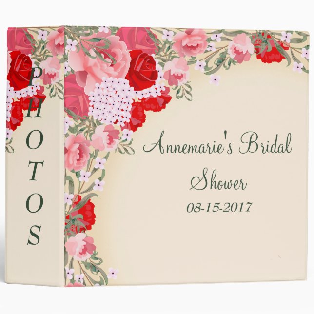 Pretty Multifloral Bridal Shower/Wedding Album Binder (Front/Spine)