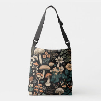 Pretty Mushroom and Flower Classic Design Crossbody Bag