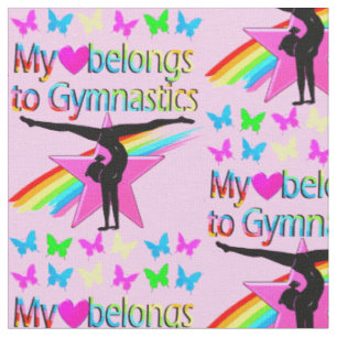PRETTY MY HEART BELONGS TO GYMNASTICS RAINBOW FABRIC