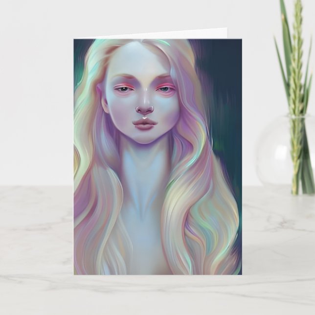 Pretty Mystical Woman with Pearlescent Skin Card (Front)