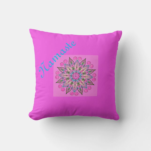 Pretty Namaste Mandala Throw Pillow (Front)