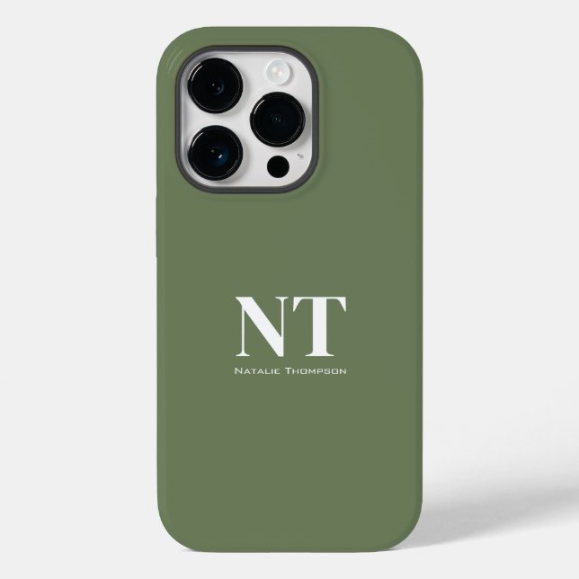 Pretty natural greenery Solid colour Monogrammed Case-Mate iPhone Case (Back)