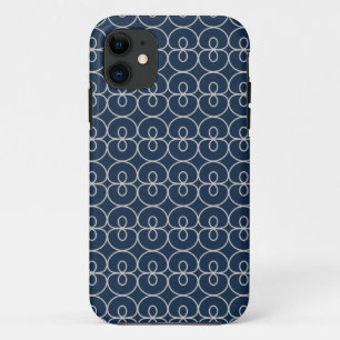 Pretty Navy Blue and Silver Pattern Design Gifts iPhone 11 Case