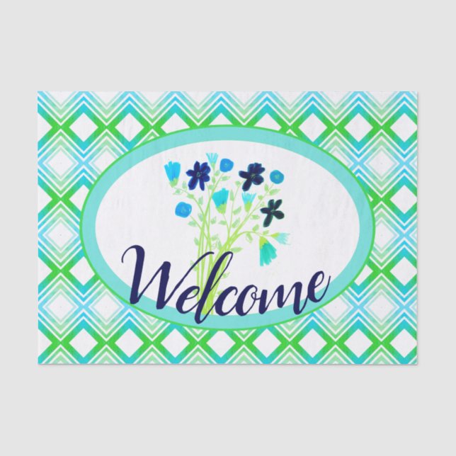 Pretty Navy Flowered Tissue Paper To Personalize (Front)