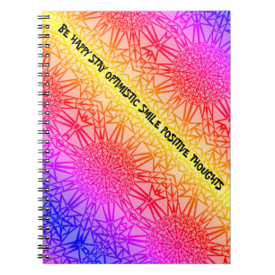 Pretty Neon Moon Sun Rainbow Cosmic Colourful Notebook