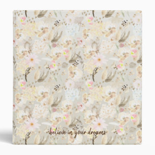 Pretty neutral abstract cream pink floral binder