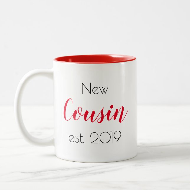 Pretty New Cousin Family  Personalized Girly Two-Tone Coffee Mug (Left)