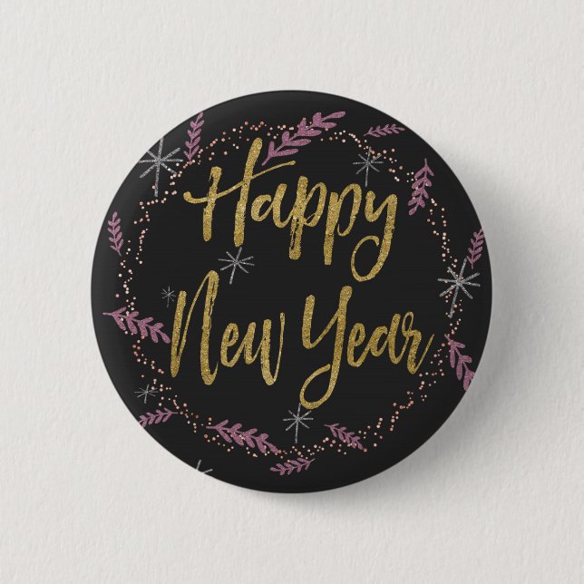 Pretty New Years 2 Inch Round Button (Front)