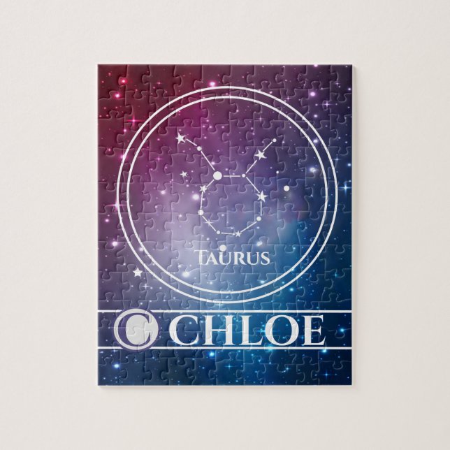 Pretty Night Sky Personalized Zodiac Sign TAURUS Jigsaw Puzzle (Vertical)