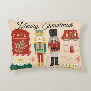 Pretty nutcracker soldier traditional pattern pink accent pillow