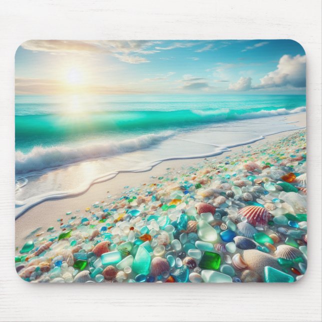 Pretty Ocean Beach with Sea Glass   Mouse Pad (Front)
