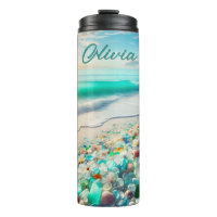 Pretty Ocean Beach with Sea Glass Personalized