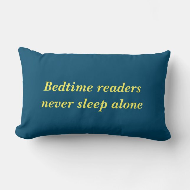 Pretty ocean blue & yellow reading lumbar pillow (Front)