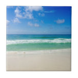 Pretty Ocean Photography Blue Island Home Tile<br><div class="desc">A beautiful beach photograph taken in the ideal vacation destination of Destin, Florida. The gorgeous green waters of Sandestin wash up to the sandy seashore underneath serene blue skies to make the perfect scenic vacation photo tile. A lovely addition to your island getaway home.</div>