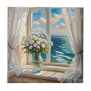 Pretty Ocean Scene Coastal Art Tile