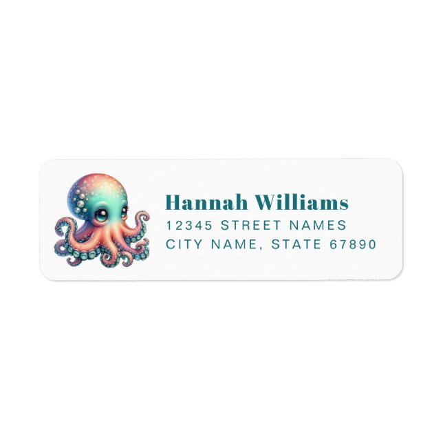 Pretty Octopus Return Address Labels (Devant)