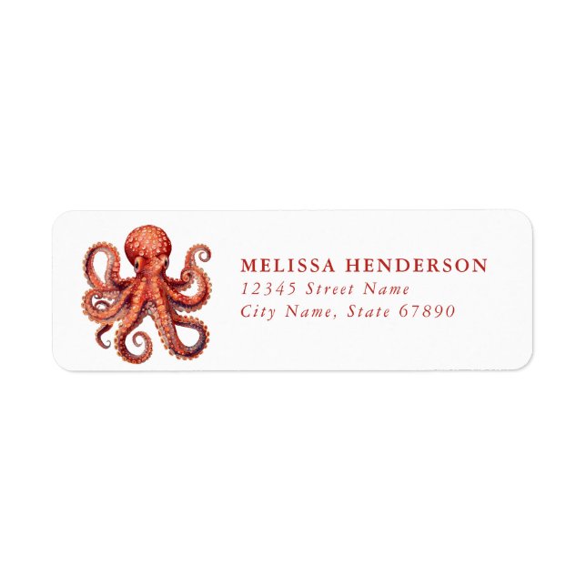 Pretty Octopus Return Address Labels (Devant)