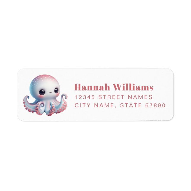 Pretty Octopus Return Address Labels (Devant)