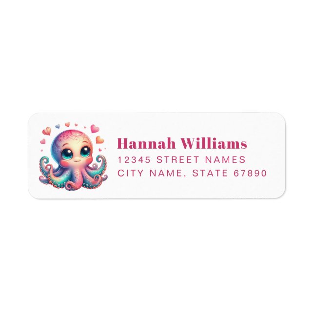 Pretty Octopus Return Address Labels (Front)