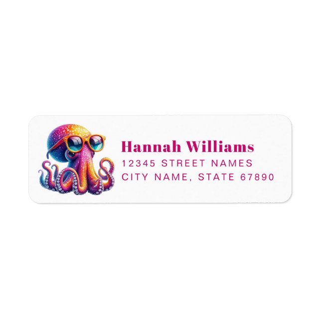 Pretty Octopus Return Address Labels (Front)