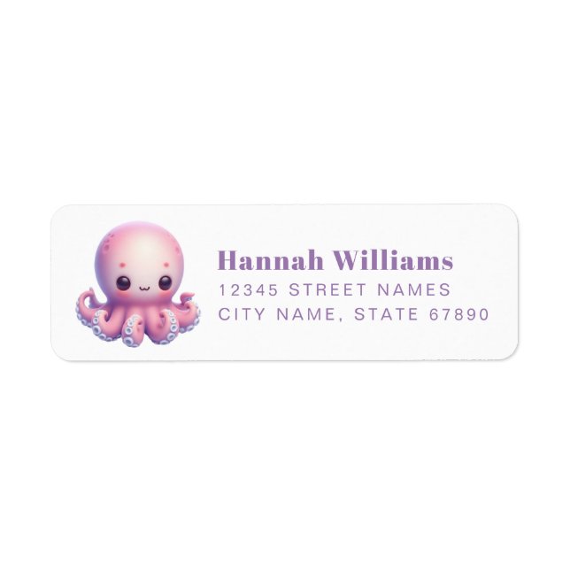 Pretty Octopus Return Address Labels (Front)