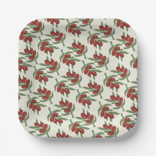 Pretty Olive Pattern Paper Plate